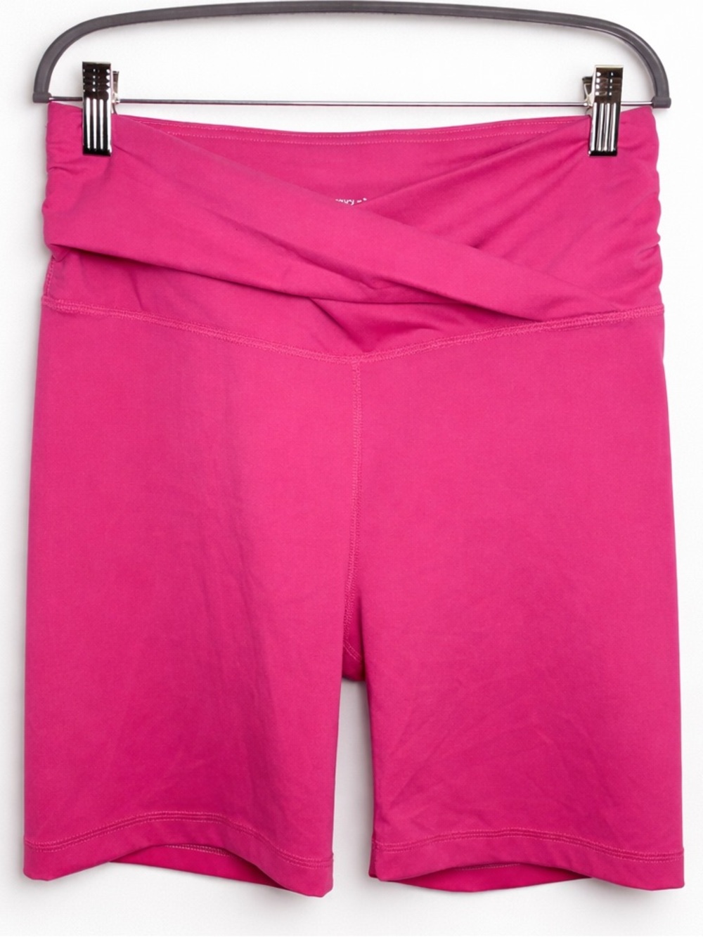 Yogalicious Lux Hot Pink Crossover Bike Shorts 7” High Rise Athleisure